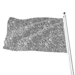 Monochrome Zentangle Pattern Print Flag