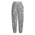 Monochrome Zentangle Pattern Print Fleece Lined Knit Pants