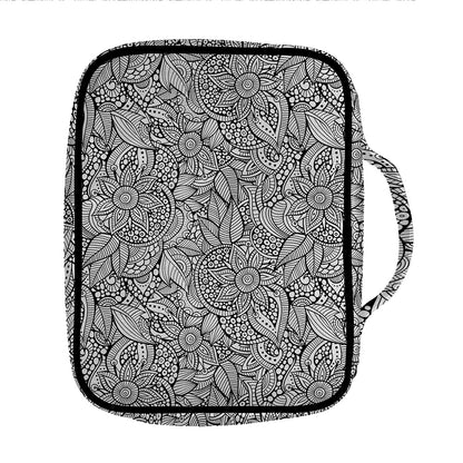 Monochrome Zentangle Pattern Print Front Pocket Bible Bag