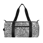 Monochrome Zentangle Pattern Print Gym Bag