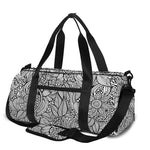 Monochrome Zentangle Pattern Print Gym Bag