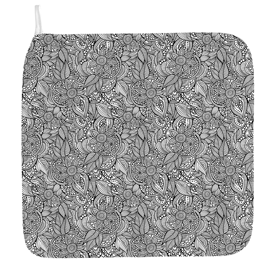 Monochrome Zentangle Pattern Print Hand Towel