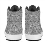 Monochrome Zentangle Pattern Print High Top Leather Sneakers