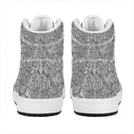 Monochrome Zentangle Pattern Print High Top Leather Sneakers