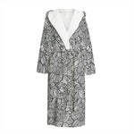Monochrome Zentangle Pattern Print Hooded Bathrobe