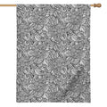 Monochrome Zentangle Pattern Print House Flag