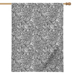 Monochrome Zentangle Pattern Print House Flag