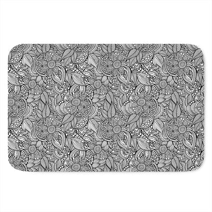Monochrome Zentangle Pattern Print Indoor Door Mat