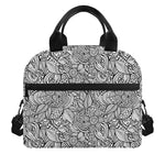 Monochrome Zentangle Pattern Print Insulated Lunch Bag