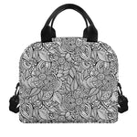 Monochrome Zentangle Pattern Print Insulated Lunch Bag