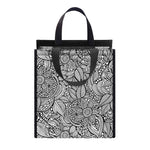 Monochrome Zentangle Pattern Print Insulated Lunch Tote