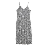 Monochrome Zentangle Pattern Print Jersey Midi Cami Dress