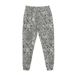 Monochrome Zentangle Pattern Print Jogger Pants