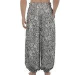 Monochrome Zentangle Pattern Print Lantern Pants