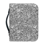Monochrome Zentangle Pattern Print Leather Bible Cover