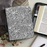 Monochrome Zentangle Pattern Print Leather Bible Cover