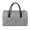Monochrome Zentangle Pattern Print Leather Duffel Bag