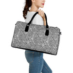 Monochrome Zentangle Pattern Print Leather Duffle Bag