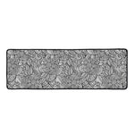 Monochrome Zentangle Pattern Print Long Kitchen Mat