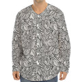 Monochrome Zentangle Pattern Print Long Sleeve Baseball Jersey