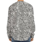 Monochrome Zentangle Pattern Print Long Sleeve Baseball Jersey