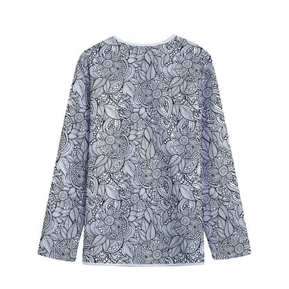 Monochrome Zentangle Pattern Print Long Sleeve Short Coat