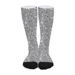 Monochrome Zentangle Pattern Print Long Socks