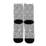 Monochrome Zentangle Pattern Print Long Socks