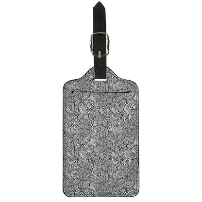 Monochrome Zentangle Pattern Print Luggage Tag