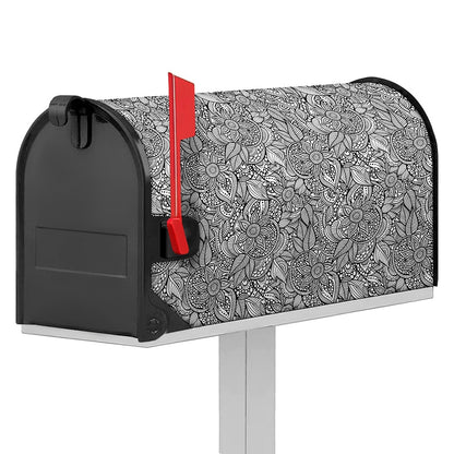 Monochrome Zentangle Pattern Print Mailbox Cover
