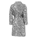 Monochrome Zentangle Pattern Print Men's Bathrobe