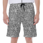Monochrome Zentangle Pattern Print Men's Beach Shorts
