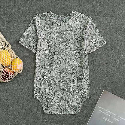 Monochrome Zentangle Pattern Print Men's Bodysuit