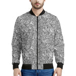 Monochrome Zentangle Pattern Print Men's Bomber Jacket