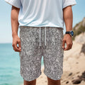 Monochrome Zentangle Pattern Print Men's Cargo Shorts