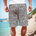 Monochrome Zentangle Pattern Print Men's Cargo Shorts