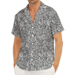 Monochrome Zentangle Pattern Print Men's Deep V-Neck Shirt