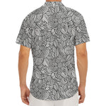 Monochrome Zentangle Pattern Print Men's Deep V-Neck Shirt