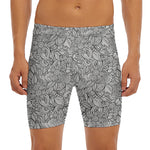 Monochrome Zentangle Pattern Print Men's Long Boxer Briefs