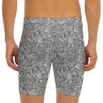 Monochrome Zentangle Pattern Print Men's Long Boxer Briefs