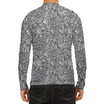 Monochrome Zentangle Pattern Print Men's Long Sleeve Rash Guard