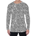 Monochrome Zentangle Pattern Print Men's Long Sleeve T-Shirt