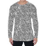 Monochrome Zentangle Pattern Print Men's Long Sleeve T-Shirt