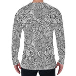 Monochrome Zentangle Pattern Print Men's Long Sleeve T-Shirt