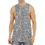 Monochrome Zentangle Pattern Print Men's Muscle Tank Top
