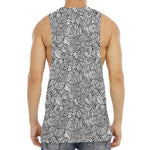 Monochrome Zentangle Pattern Print Men's Muscle Tank Top