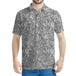 Monochrome Zentangle Pattern Print Men's Polo Shirt