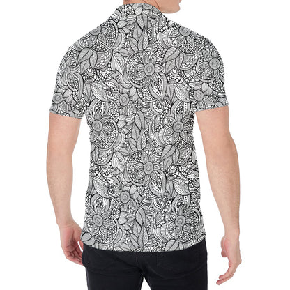 Monochrome Zentangle Pattern Print Men's Shirt