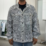 Monochrome Zentangle Pattern Print Men's Shirt Jacket