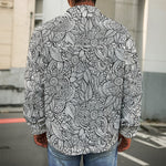 Monochrome Zentangle Pattern Print Men's Shirt Jacket